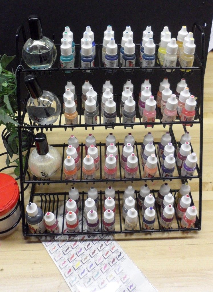 86 bottles Too Much Fun Airbrush Paint and and storage rack Nail Art