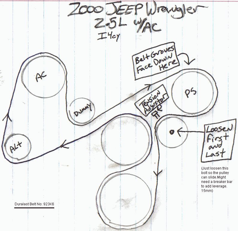 2000 Jeep wrangler belt routing #1