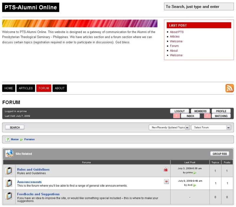 PTS-Alumni Online - Forums PTS-Alumni Online - Forums
