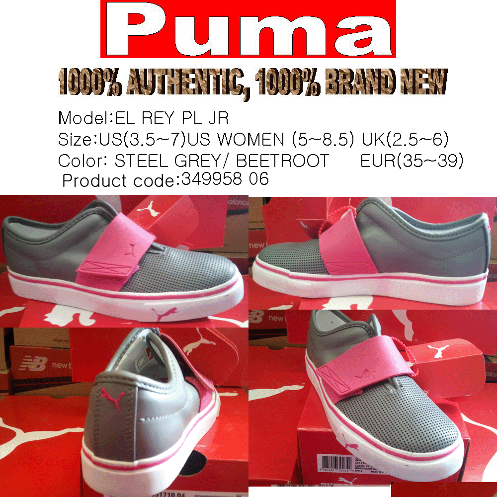 PUMA SHOES EL REY PL JR GREY SZ US (3.5~7)WOMEN(5~8.5)  