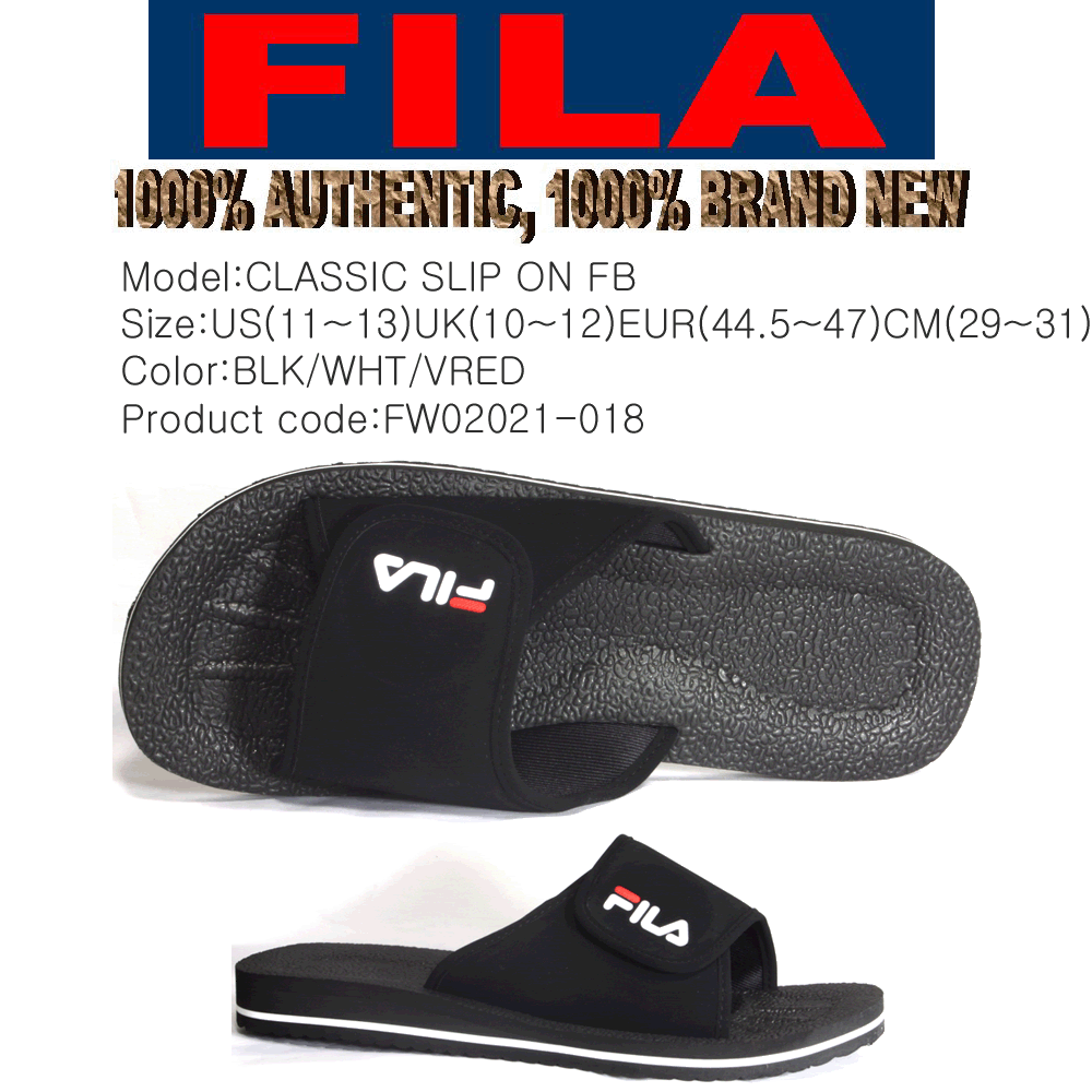 FILA SLIPPERS CLASSIC SLIP ON FB BLACK SIZE US(11~13)  