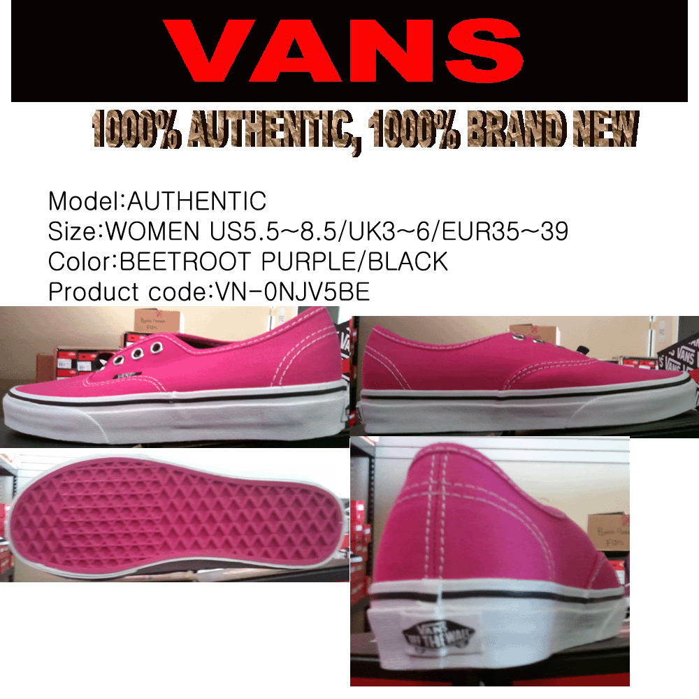 VANS SHOES AUTHENTIC PINK SIZE Women US5.5~8.5/UK3~6/EUR35~39/CM22~25 