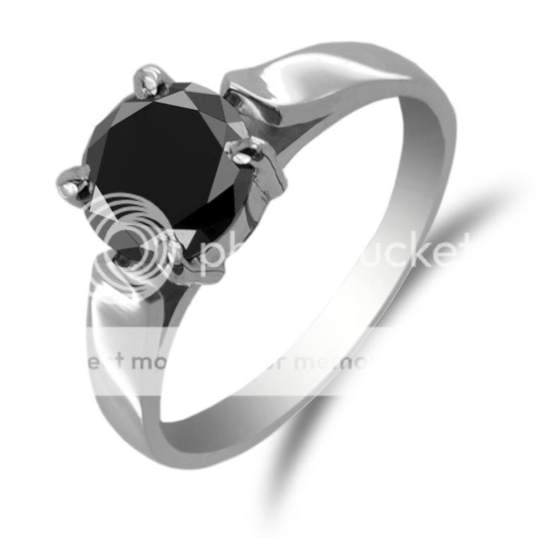 04 Ct Certified Black Diamond Solitaire Engagement Ring